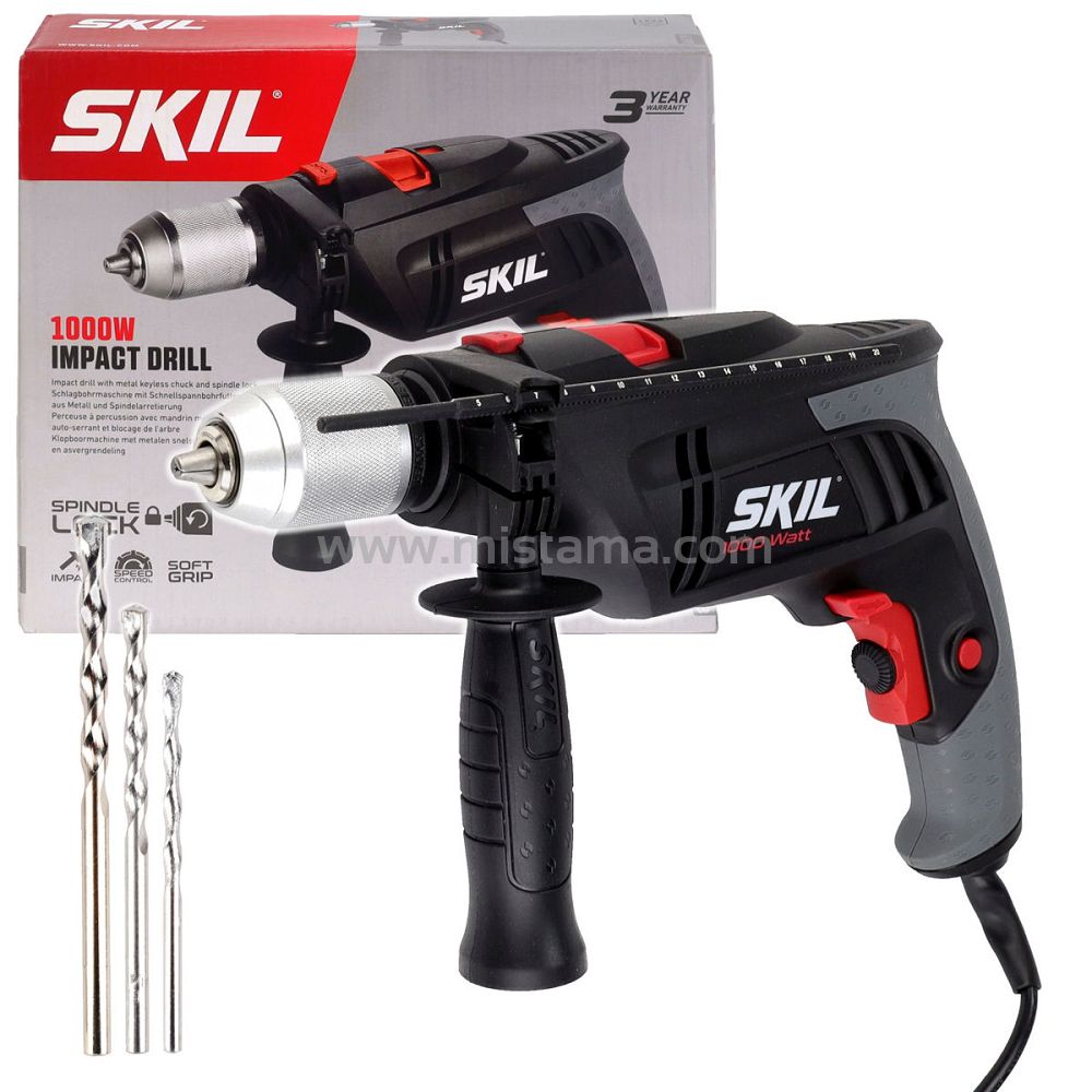 Wiertarka udarowa 1000W 6398 SKIL + 3 wiertła