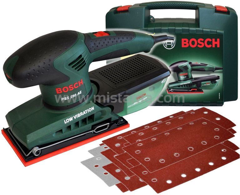Szlifierka oscylacyjna PSS 250 AE BOSCH + walizka + 30 papierów