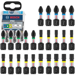 Bit PH PZ TORX 25 mm IMPACT BOSCH PRO zestaw 25 szt.