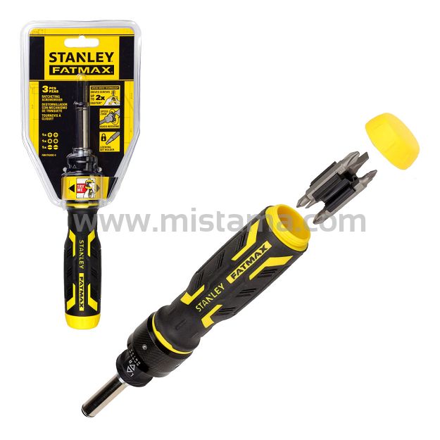 Wkrętak grzechotkowy SpeedDrive STANLEY FATMAX + 3 bity