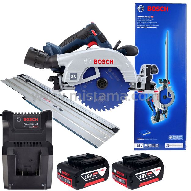 Pilarka tarczowa GKS 18V-57-2 GX BOSCH BEZSZCZOTKOWA 2x4,0Ah + szyna FSN 440 X