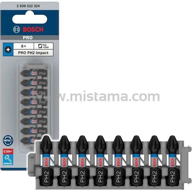 Bit PH2 25 mm IMPACT BOSCH PRO zestaw 8 szt.