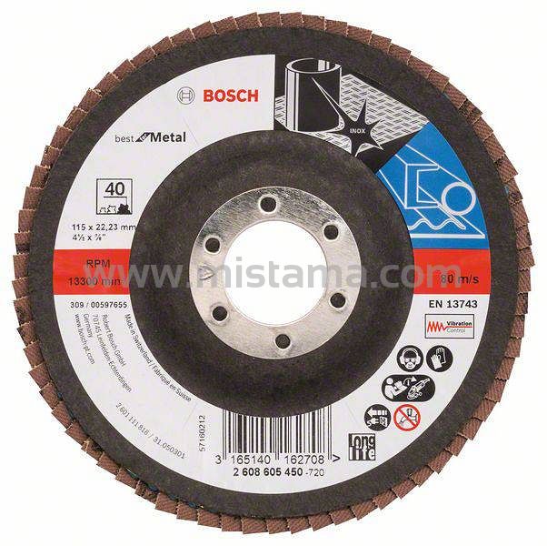 Tarcza listkowa Best for Metal/INOX 115mm GR.40 BOSCH (wypukła) WYPRZEDAŻ!