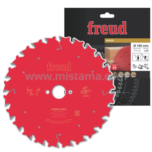 Piła widiowa 160/20 mm, 24 zęby FREUD do drewna, MDF