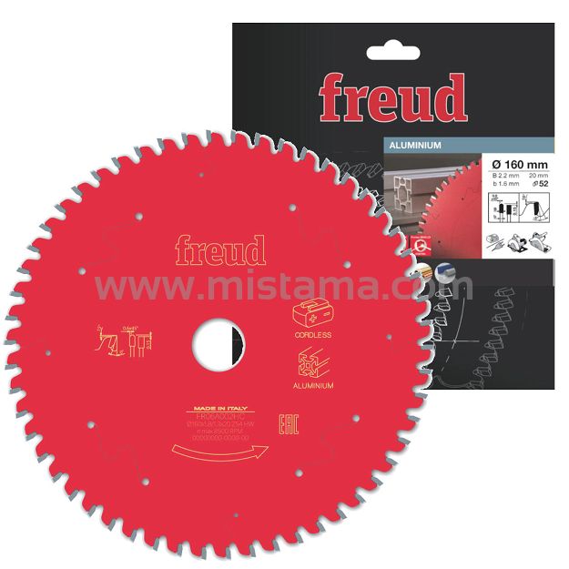 Tarcza pilarska 160/20 mm 52 zęby FREUD do aluminium, miedzi, tworzyw sztucznych