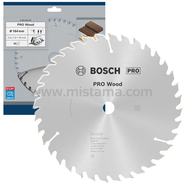 Tarcza widiowa do drewna 184/16mm BOSCH PRO (36 zębów)