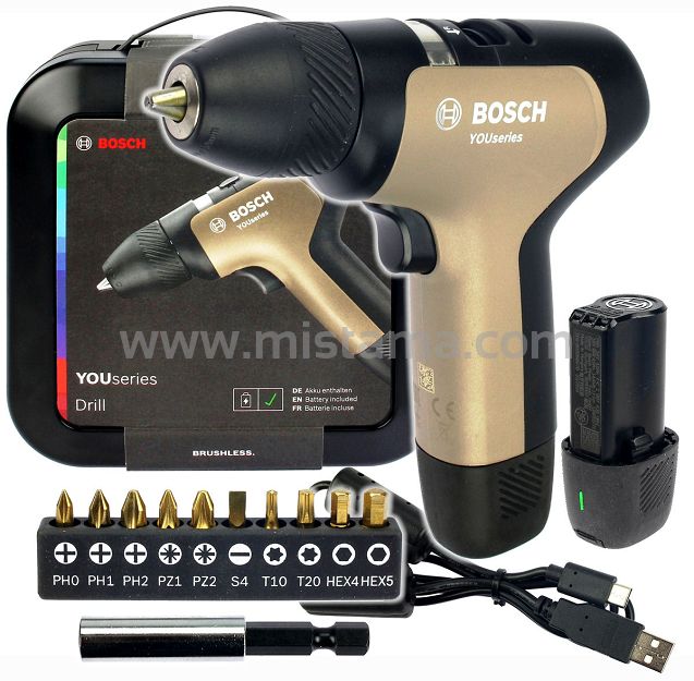 Wkrętarka YOUseries DRILL BOSCH + 10 BITÓW WALIZKA  2x4,0Ah
