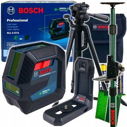 Laser krzyżowy GLL 2-15 G BOSCH + statyw + tyczka