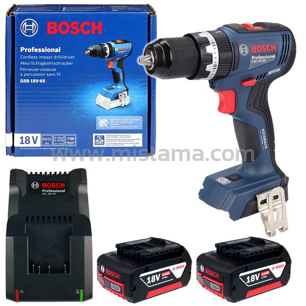Wkrętarka z udarem 65Nm GSB 18V-65 BOSCH 2x4,0Ah