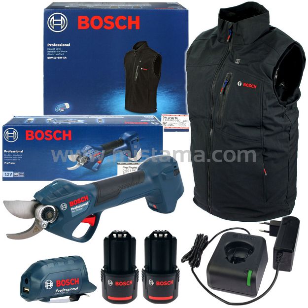 Akumulatorowy sekator PRO PRUNER BOSCH 2x3,0Ah + kamizelka ogrzewana GHV 12+18V XXL