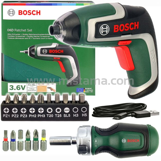 Wkrętarka IXO 7 BOSCH + 16 bitów + wkrętak ręczny grzechotkowy + etui
