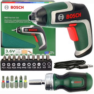Wkrętarka IXO 7 BOSCH + 16 bitów + wkrętak ręczny grzechotkowy + etui