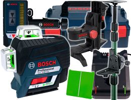 Laser GLL 3-80 CG BOSCH + uchwyt BM1 + tyczka TP320 + odbiornik LR7