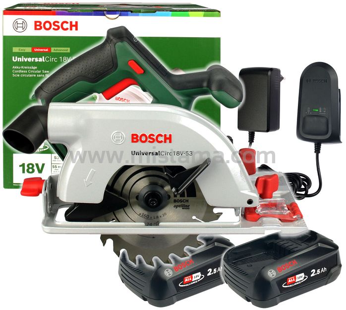Pilarka tarczowa 53mm UNIVERSALCIRC 18V-53 BOSCH 2x2,5Ah