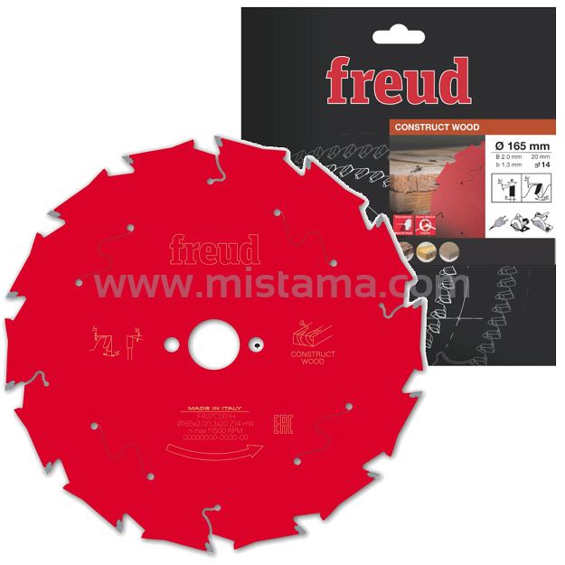 Tarcza piła widiowa 165/20 mm, 14 zębów FR07C001H FREUD do drewna z gwoździami