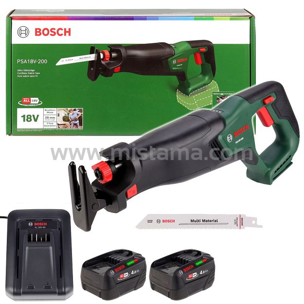 Piła szablasta PSA 18V-200 BOSCH 2x4,0Ah