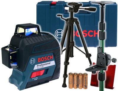 Laser krzyżowy GLL 3-80 BOSCH + statyw + kolumna TP320