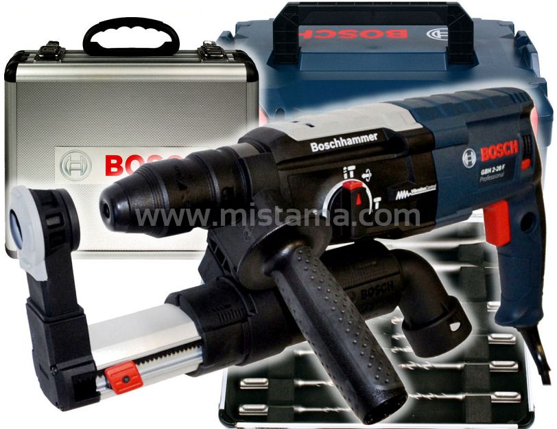 Młotowiertarka GBH 2-28 F BOSCH L-BOXX + odsysacz GDE 16 Plus + 11 wierteł i dłut
