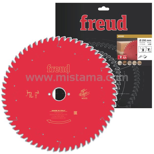 Tarcza piła widiowa 250/30 mm, 60 zębów FREUD do drewna, MDF