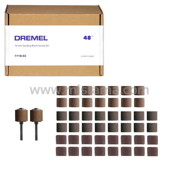 Zestaw 48 taśm szlifierskich 13mm DREMEL + 2 trzpienie