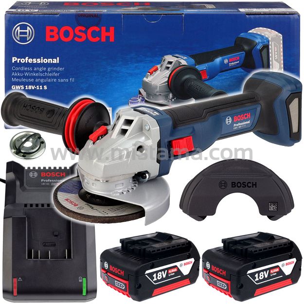 Szlifierka kątowa z regulacją obrotów GWS 18V-11 S BOSCH 2x4,0Ah