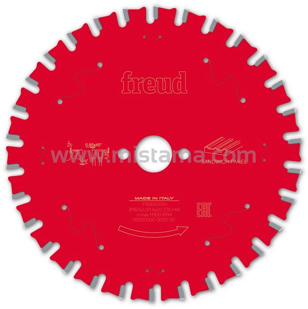 Piła tarcza widiowa 160/20 mm 30 zębów FR06X001H FREUD do płyt warstwowych