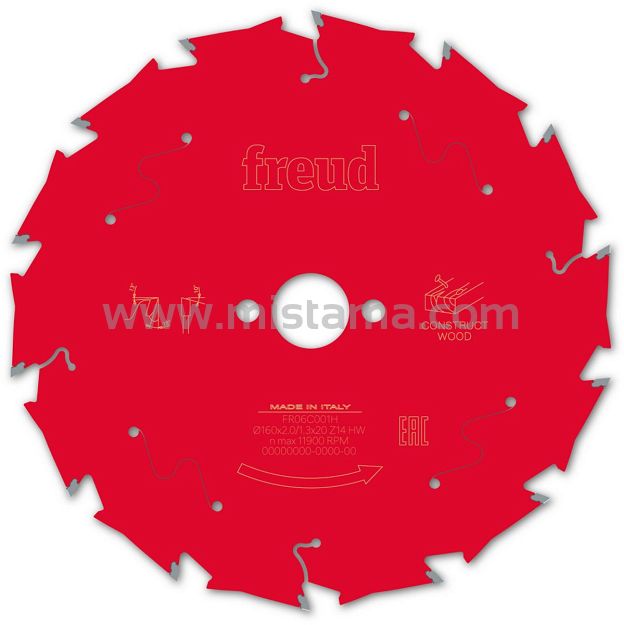Tarcza piła widiowa 160/20 mm, 14 zębów FR06C001H FREUD do drewna z gwoździami