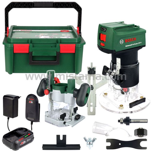 Frezarka AdvancedTrimRouter 18V-8 BOSCH 1x2,5Ah + moduł górnowrzecionowy