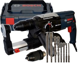 Młotowiertarka GBH 2-28 F BOSCH L-BOXX + odsysacz GDE 16 Plus + 8 wierteł i dłut