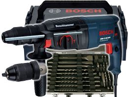 Młotowiertarka GBH 2-26 DFR BOSCH L-BOXX + 11 wierteł i dłut