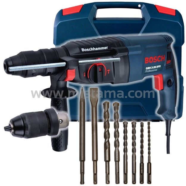 Młotowiertarka GBH 2-26 DFR BOSCH + walizka + 8 wierteł i dłut