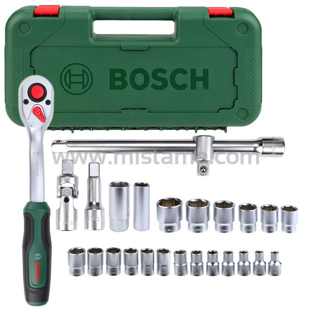 25 elementowy zestaw nasadek 1/2'' z grzechotką BOSCH
