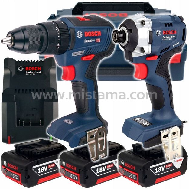 Zestaw wkrętarka GSB 18V-50 + zakrętarka GDR 18V-215 BOSCH 3x5,0Ah
