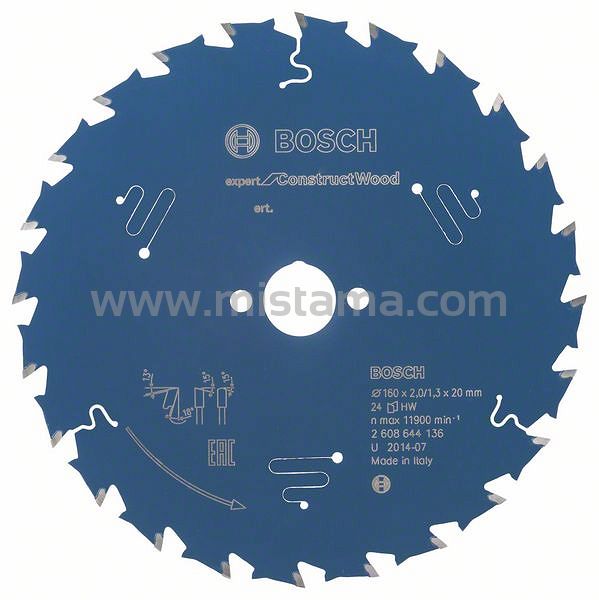 Tarcza pilarska 160/20mm Expert for Construct Wood BOSCH (24 zęby)
