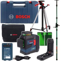 Laser krzyżowy 360° GLL 80-33 G BOSCH 1x3,7V + statyw TT 150 + uchwyt + tyczka