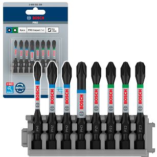 Klinga bit PH PZ 55 mm IMPACT BOSCH PRO zestaw 8 szt.