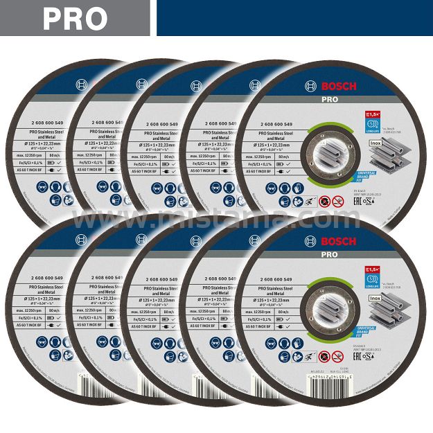 Zestaw 10 tarcz korundowych 125/1,0mm BOSCH (Expert for INOX)