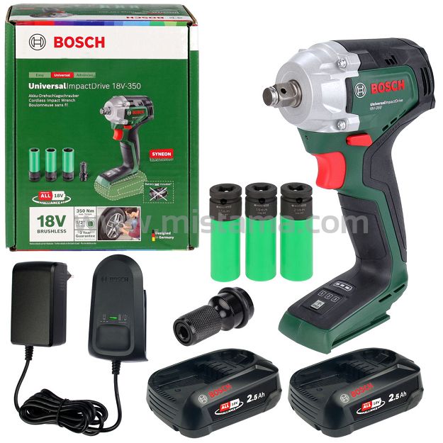 Klucz udarowy 18V 350Nm UniversalImpactDrive 18V-350 BOSCH 2x2,5Ah + 3 nasadki