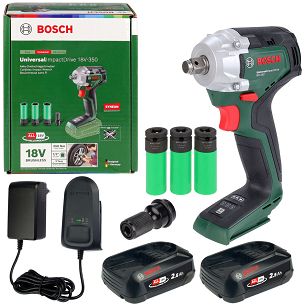 Klucz udarowy 18V 350Nm UniversalImpactDrive 18V-350 BOSCH 2x2,5Ah + 3 nasadki