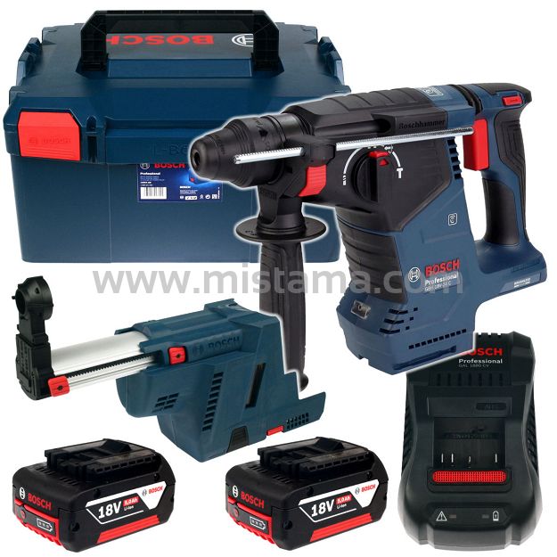 Młotowiertarka GBH 18V-24 C BOSCH L-BOXX 2x5,0Ah + odsysacz GDE 18V-16