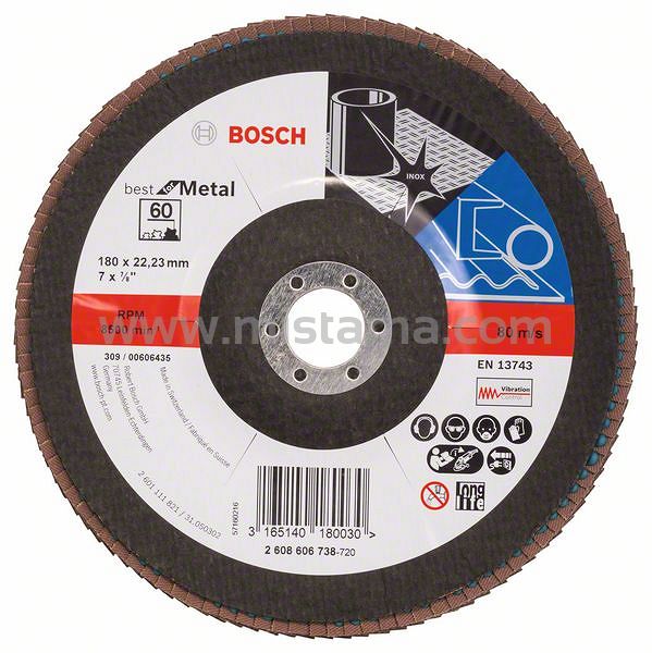 Tarcza listkowa X571 do metalu 180mm GR.60 BOSCH (wypukła)