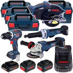 Zestaw GSR 18V-90 C GWS 18V-15 PSC GKM 18V-50 GGS 18V-23 PLC BOSCH + 3aku 18V + L-BOXX