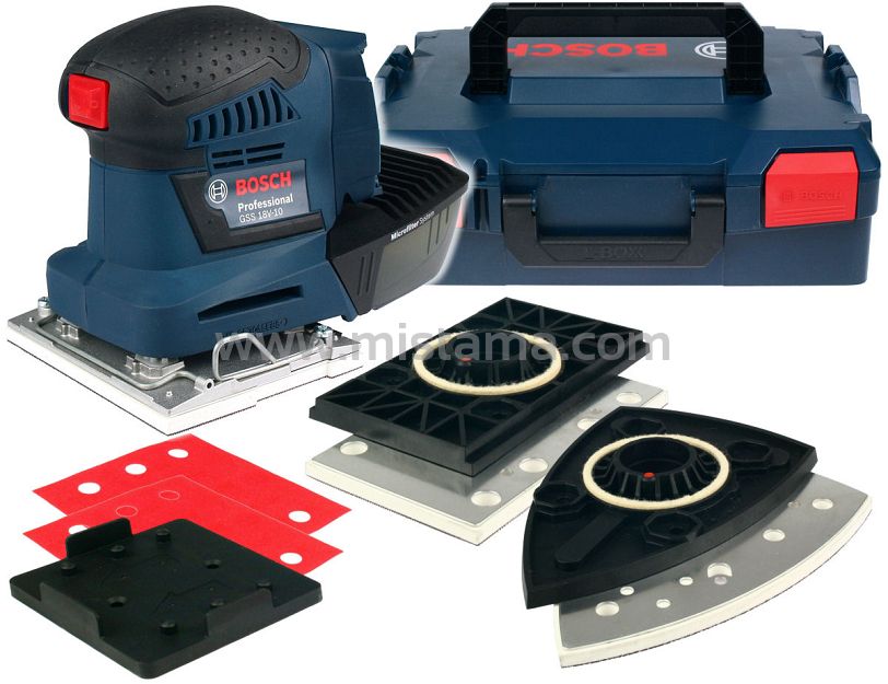 Szlifierka oscylacyjna GSS 18V-10 BOSCH L-BOXX + talerze (korpus)