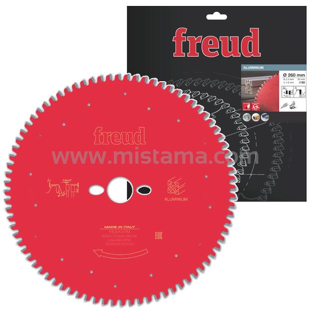 Tarcza pilarska 260/30 mm 80 zębów FR26A001M FREUD do aluminium, miedzi, tworzyw sztucznych