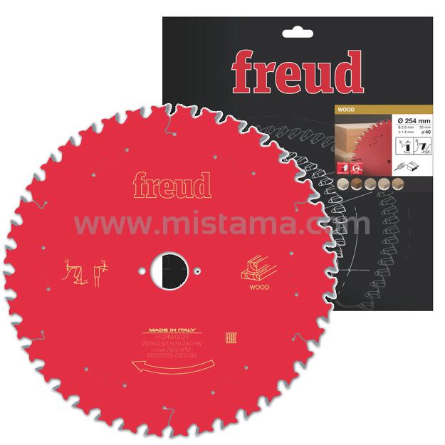 Tarcza piła widiowa 254/30 mm, 40 zębów FREUD do drewna, MDF
