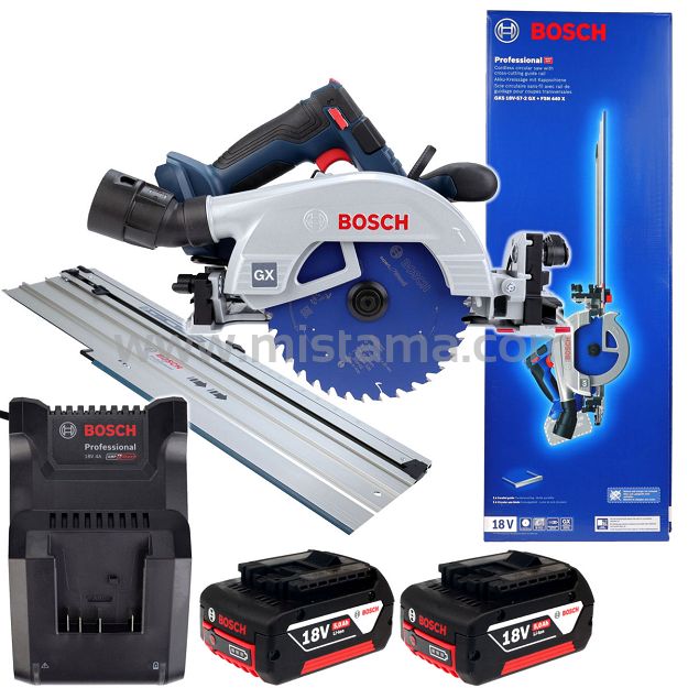 Pilarka tarczowa GKS 18V-57-2 GX BOSCH BEZSZCZOTKOWA 2x5,0Ah + szyna FSN 440 X