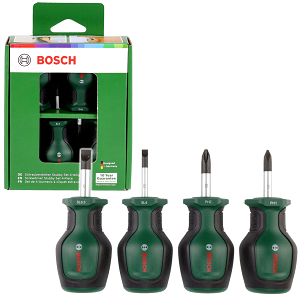 Zestaw 4 krótkich wkrętaków ręcznych z magnetycznymi końcówkami BOSCH