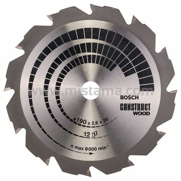 Tarcza pilarska 190/20mm Construct Wood BOSCH (12 zębów)